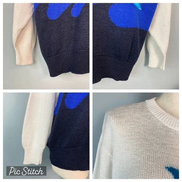TOPLIKE Vintage Dolphin Ocean Waves Angora Blend Crew Neck Sweater Womens Size L - Picture 12 of 16